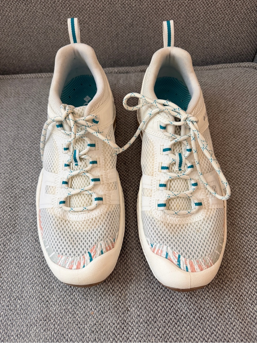 Columbia PFG White Sneakers with Teal Accents